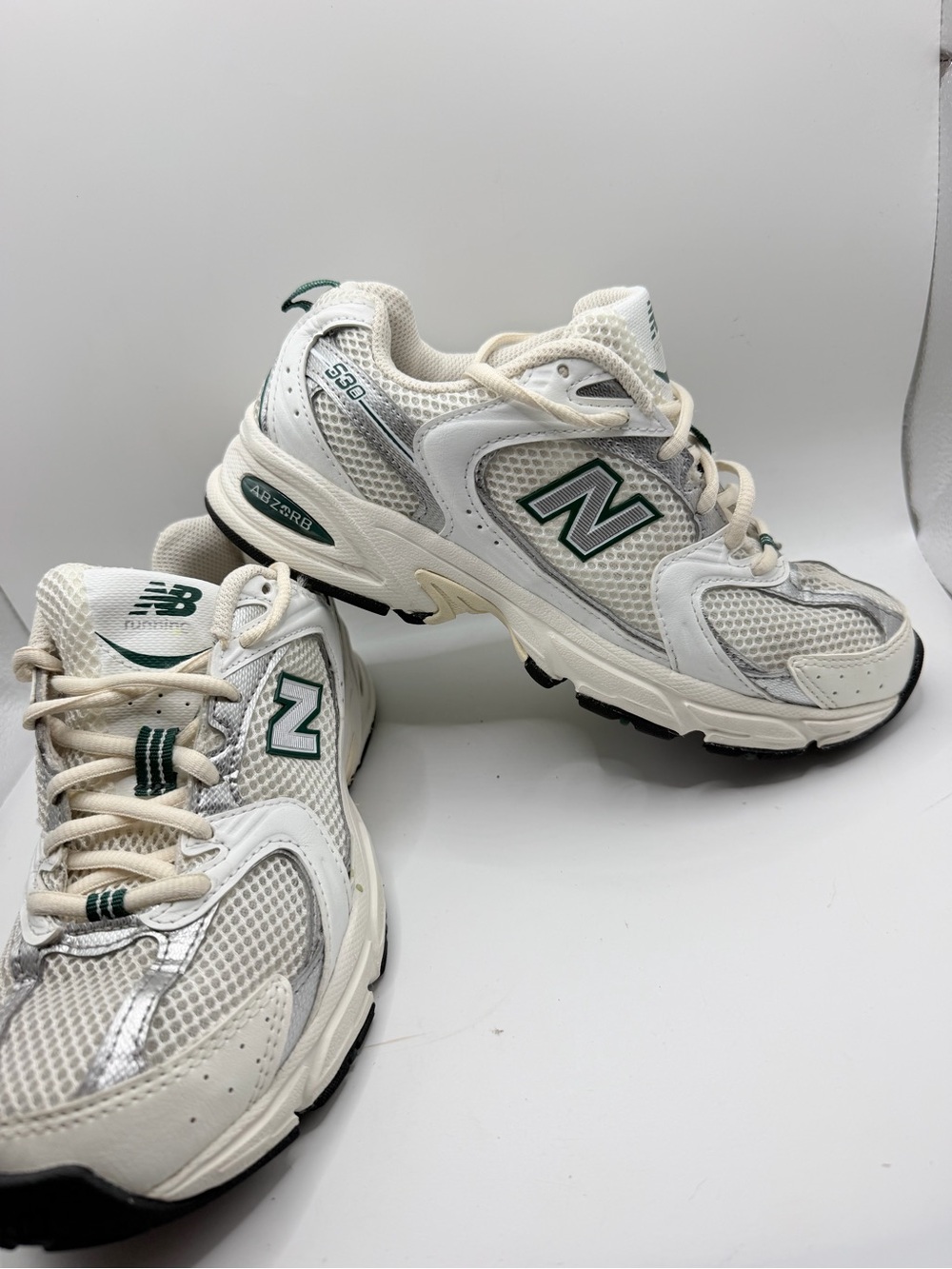 New Balance 530  White & Green Running Sneakers
